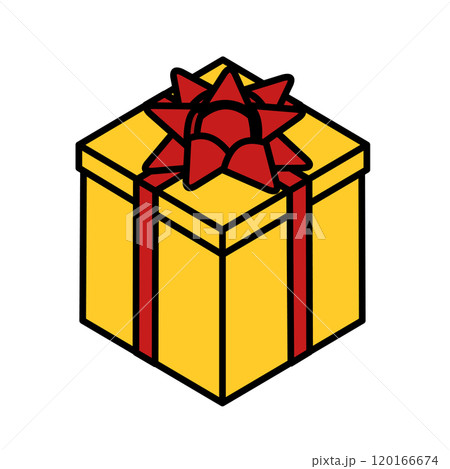 赤いリボンがついたプレゼントの箱 120166674