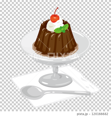 咖啡店裡盤子裡的咖啡果凍 120166682