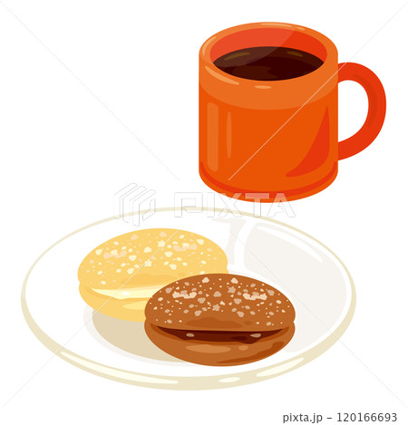 皿に盛られたブッセとマグカップに入ったコーヒーセット 120166693