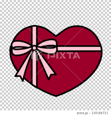 Heart-shaped present with pink ribbon 120166721
