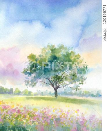 穏やかな景色、自然の風景画(AI生成素材) 穏やかな景色、自然の風景画(AI生成素材) 120166771