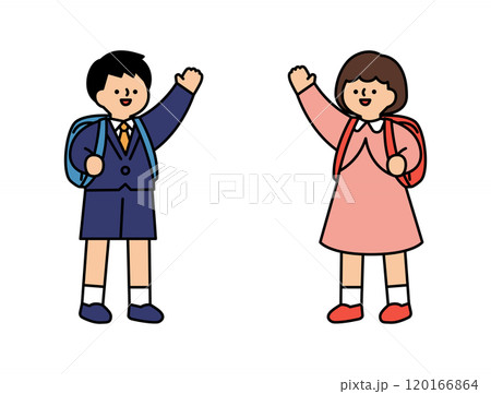 セレモニースーツを着た男の子と女の子の入学式のイラスト 120166864