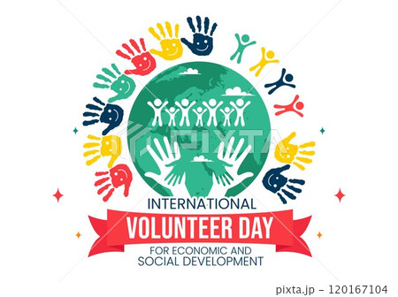International Volunteer Day for Economic and Social Development Vector Illustration on December 5, featuring Helping Hands in a Flat Background 120167104