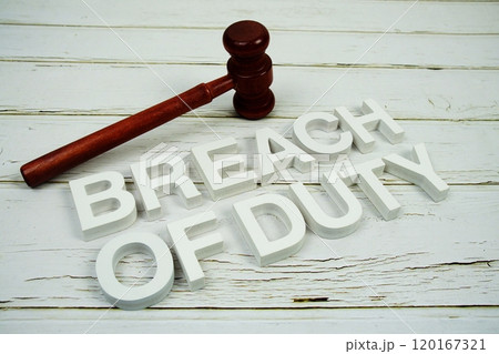 Breach Of Duty alphabet letters and magnifying glass top view on wooden background Breach Of Duty alphabet letters and magnifying glass top view on wooden background 120167321