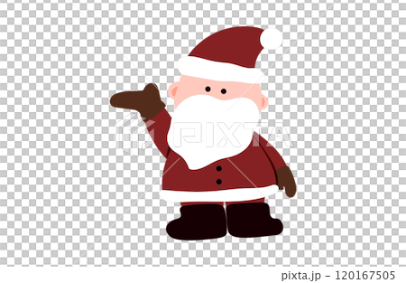 手を挙げているサンタクロースのイラスト 120167505