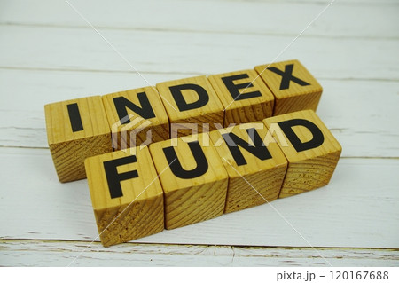 Index Fund with wooden blocks alphabet letters on wooden background Index Fund with wooden blocks alphabet letters on wooden background 120167688