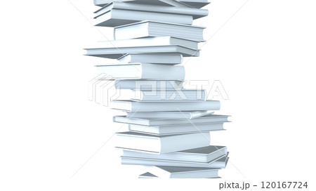 Stacked white books isolated on white background. 120167724