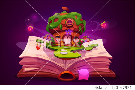 Open book about magic adventure in forest for kid 120167974