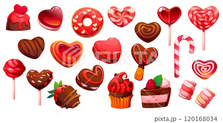 Valentine heart pink candy lollypop, sweets and confectionery. Valentines Day chocolate, muffins or cupcakes, marshmallow, donuts and cakes for romantic holiday celebration, dating and festive gifts Valentine heart pink candy lollypop, sweets and confectionery. Valentines Day chocolate, muffins or cupcakes, marshmallow, donuts and cakes for romantic holiday celebration, dating and festive gifts 120168034