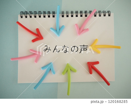 矢印に囲まれた、みんなの声の文字 120168285