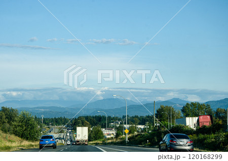 View of Fraser Valley and mountains from Abbotsford, BC, Canada View of Fraser Valley and mountains from Abbotsford, BC, Canada 120168299
