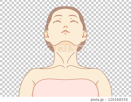 仰睡覺的女人的臉部插圖 120168558