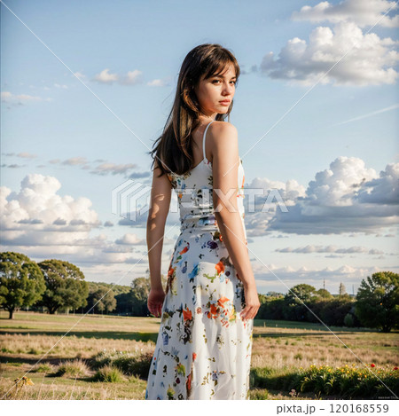 草原に立つ女性 草原に立つ女性 120168559