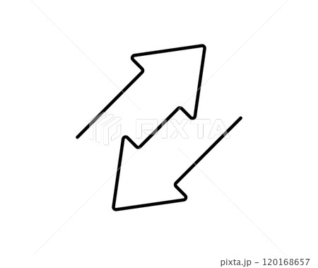 Transfer double arrow icon. Two opposite direction symbol. Exchange line arrow icon. Remove sign. Transfer symbol. Vector illustration isolated on white background 120168657