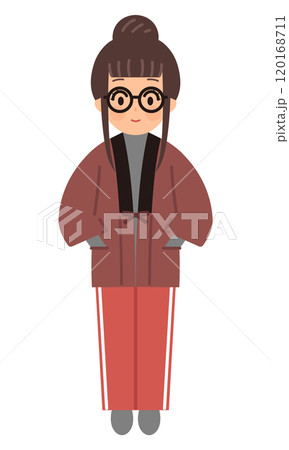 暖かい服を着た部屋着姿の女性のイラスト 120168711