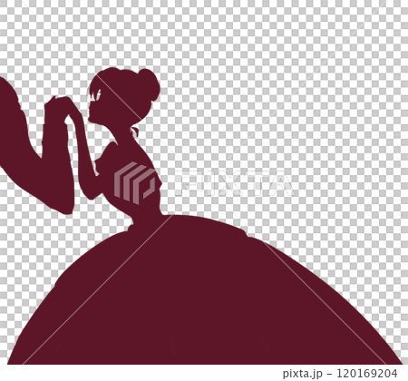 王子様に手を取られるお姫様 影絵 王子様に手を取られるお姫様 影絵 120169204