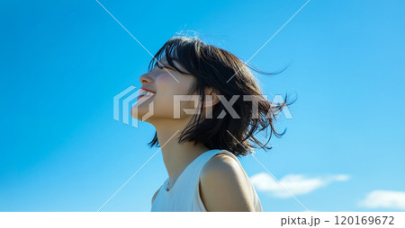 美しい髪が靡いているアジア人女性 AI生成画像 美しい髪が靡いているアジア人女性 AI生成画像 120169672