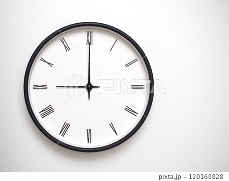 Clock Showing 21.00 or 09.00 with Roman Numerals. Simple Round Clock for Concepts of Time Management and Scheduling. Clock Showing 21.00 or 09.00 with Roman Numerals. Simple Round Clock for Concepts of Time Management and Scheduling. 120169828