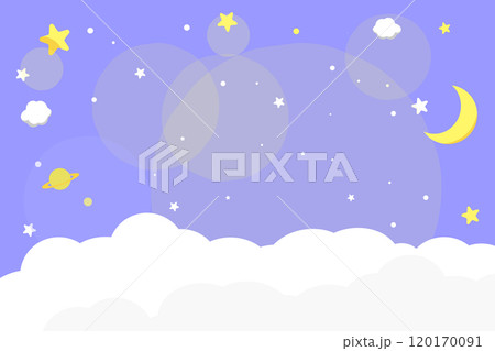 星空と雲の背景イラスト 青 横 星空と雲の背景イラスト 青 横 120170091
