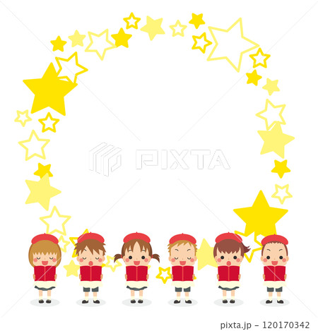 可愛い子供たちの聖歌隊が歌うイラスト 星フレーム コピースペース 白背景 可愛い子供たちの聖歌隊が歌うイラスト 星フレーム コピースペース 白背景 120170342