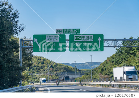 山口県美祢市　中国自動車道の美祢東ジャンクション付近を走行中のオートバイ 120170507