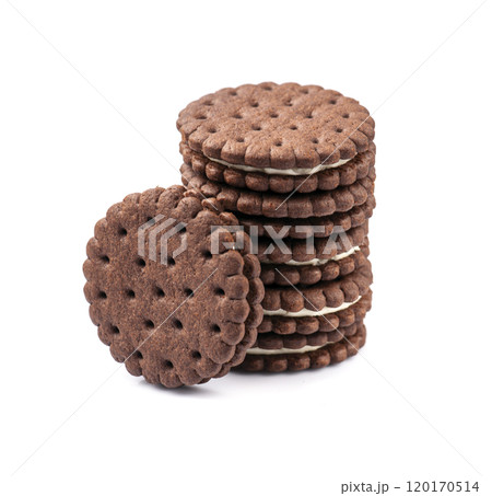 Chocolate cookies on white backgrounds 120170514