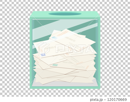 裝有許多明信片的彩券盒的插圖 120170669