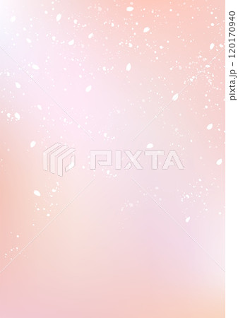 ピンクのグラデーション背景に舞い散る桜吹雪のベクターイラスト　A4サイズ縦 120170940