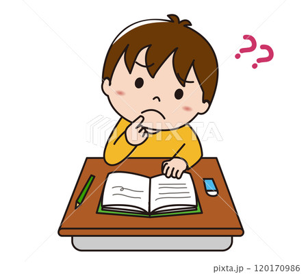 お勉強をして悩む男の子 お勉強をして悩む男の子 120170986