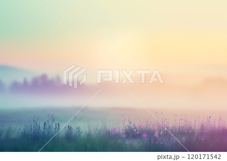 ぼやけた花畑の背景　AI生成画像 120171542