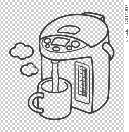電気ポットでマグカップにお湯を注ぐ 電気ポットでマグカップにお湯を注ぐ 120171957