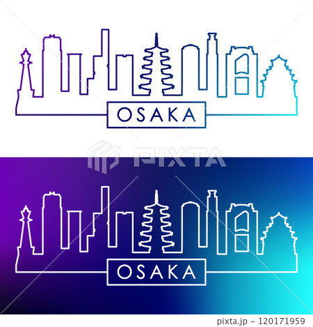 Osaka skyline. Colorful linear style. 120171959