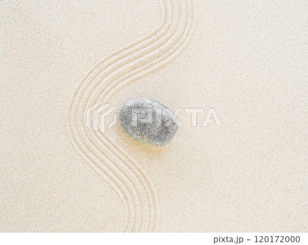 Zen Garden Sand White Background Japanese Balance Meditation Relax Buddhism Spirituality, Pattern Line Wave Mandala Mockup Spa Vacation Yoga Lifestyle Natural Summer, Texture Desert Coast Sea. 120172000