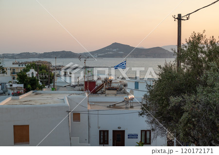 Naxos Hora town in Naxos, largest of the Greek Cyclades islands in the Aegean sea 120172171