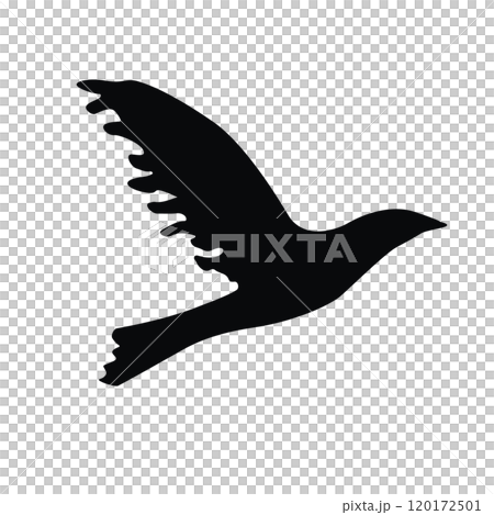 Hand drawn flying bird silhouette hand painted with ink brush Hand drawn flying bird silhouette hand painted with ink brush 120172501