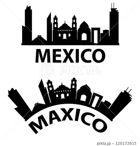 Mexico city skyline silhouette. Mexico skyline sign. Mexico landscape city design. flat style. Mexico city skyline silhouette. Mexico skyline sign. Mexico landscape city design. flat style. 120172615