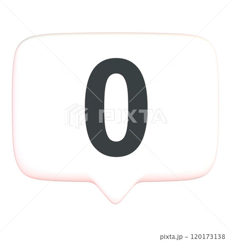 数字の0の吹き出し3Dアイコン(正面) 数字の0の吹き出し3Dアイコン(正面) 120173138