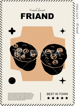 French friand. Price tag or poster design. Set of vector illustrations. Typography. Engraving style. Labels, cover, t-shirt print, painting. French friand. Price tag or poster design. Set of vector illustrations. Typography. Engraving style. Labels, cover, t-shirt print, painting. 120173882