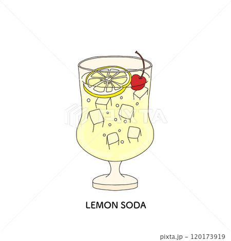 純喫茶のレモンスカッシュ 手描きのイラストのイラスト素材
