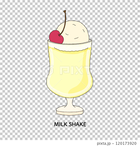 ミルクセーキ 純喫茶のミルクセーキ 手描きのイラストのイラスト素材 [120173920