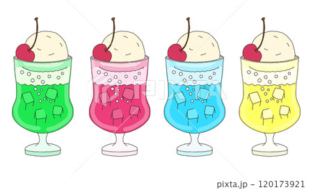 純喫茶のカラフルクリームソーダのセット 120173921