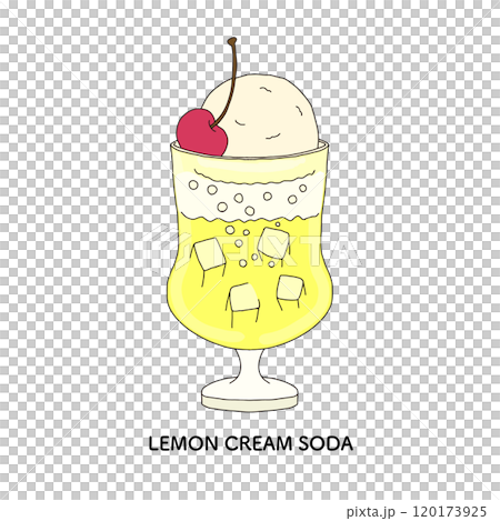 純咖啡館檸檬奶油蘇打水手繪插畫 純咖啡館檸檬奶油蘇打水手繪插畫 120173925