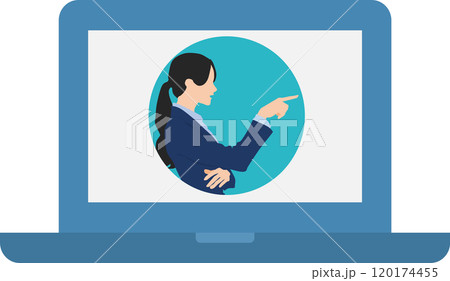 オンライン会議をするビジネスウーマンのイラスト 120174455