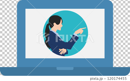 由一位女商人舉行線上會議的插圖 120174455