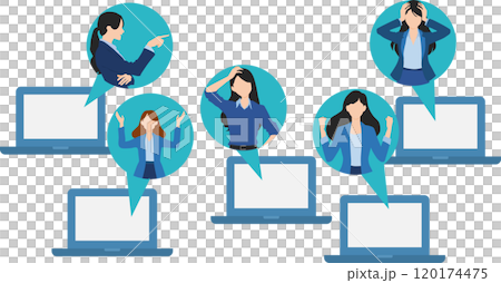 Illustration of a businesswoman having an online meeting Illustration of a businesswoman having an online meeting 120174475