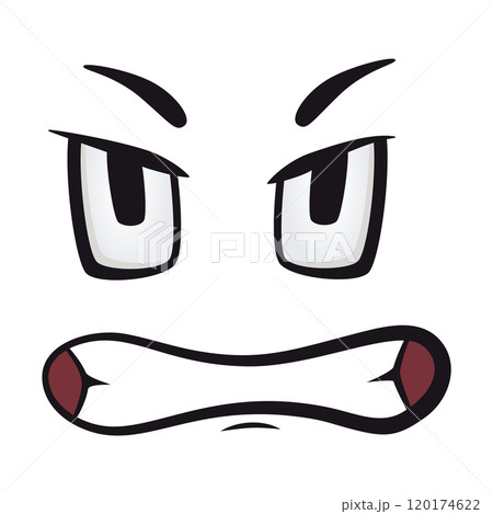 Cartoon faces. Funny face expressions, caricature emotions. Cute character with expressive eyes and mouth, vector smiley emoticon happy tongue emoticon 120174622