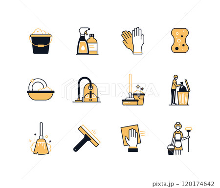 Cleaning and washing - line design style icons set 120174642