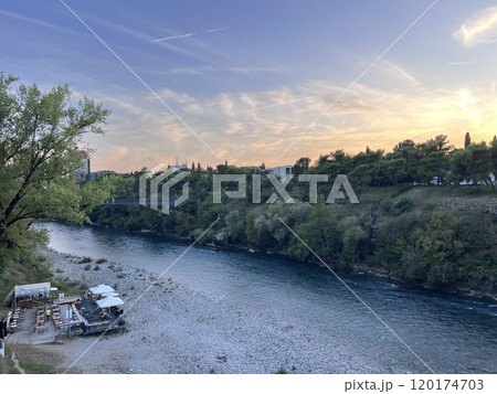 Millennium bridge details over Moraca river in Podgorica 120174703
