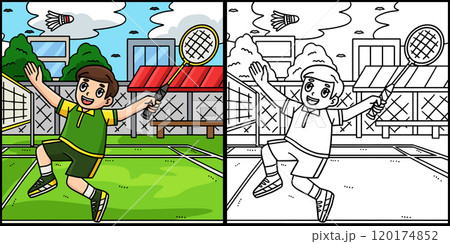 Badminton Player Receive Shuttlecock Illustration 120174852