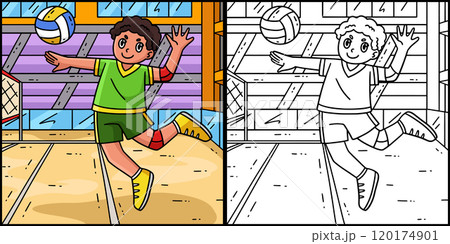 Volleyball Player doing a Jump Serve Illustration 120174901